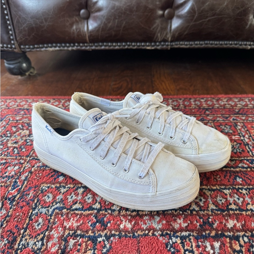 Keds Women’s Off-White Platform Canvas Sneakers